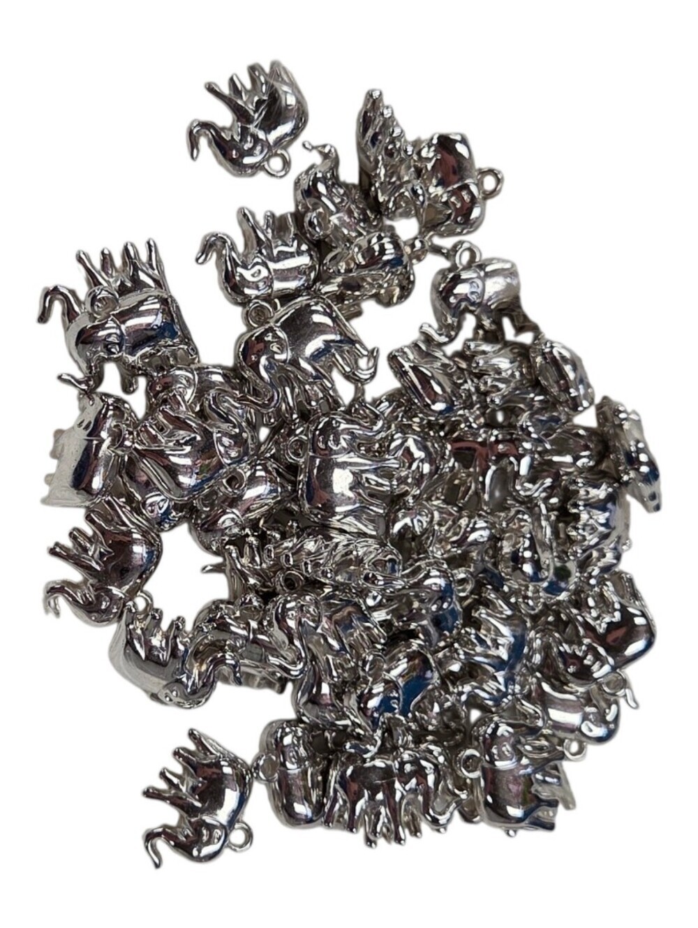 Silver Elephant Charms - Bulk Charm Pendants 48pc Jewelery Hair Making Crafting